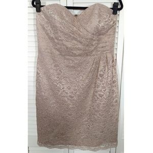 Davids Bridal Short Metallic Gold Lace Dress